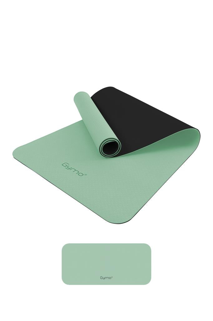 Gymo Ekolojik 6mm TPE Yoga Matı Pilates Minderi Diz Dirsek Koruyucu Matlı Set Açık Yeşil