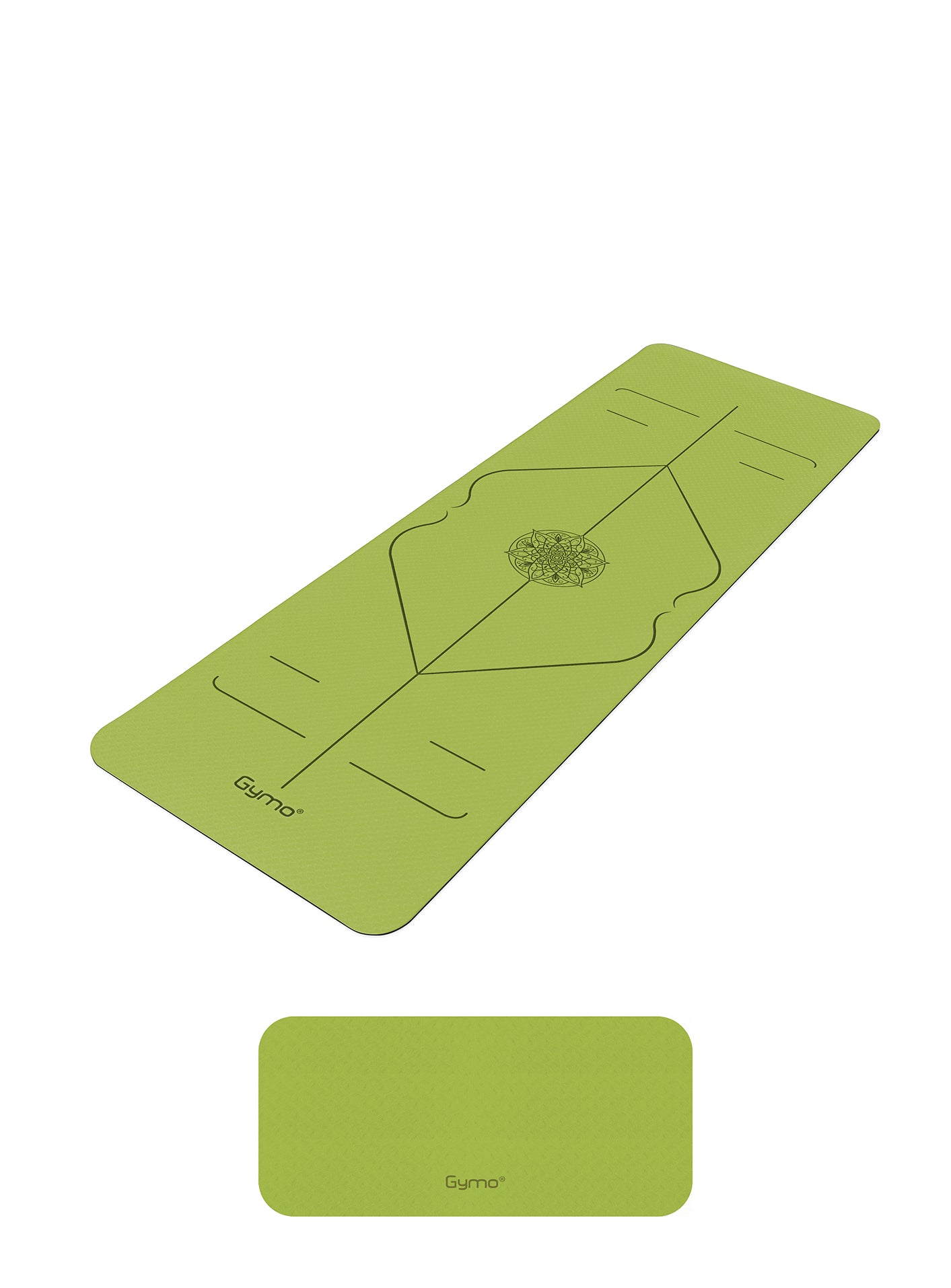 Gymo Hizalamalı 6mm TPE Yoga Matı Pilates Minderi Diz Dirsek Koruyucu Matlı Set Yeşil