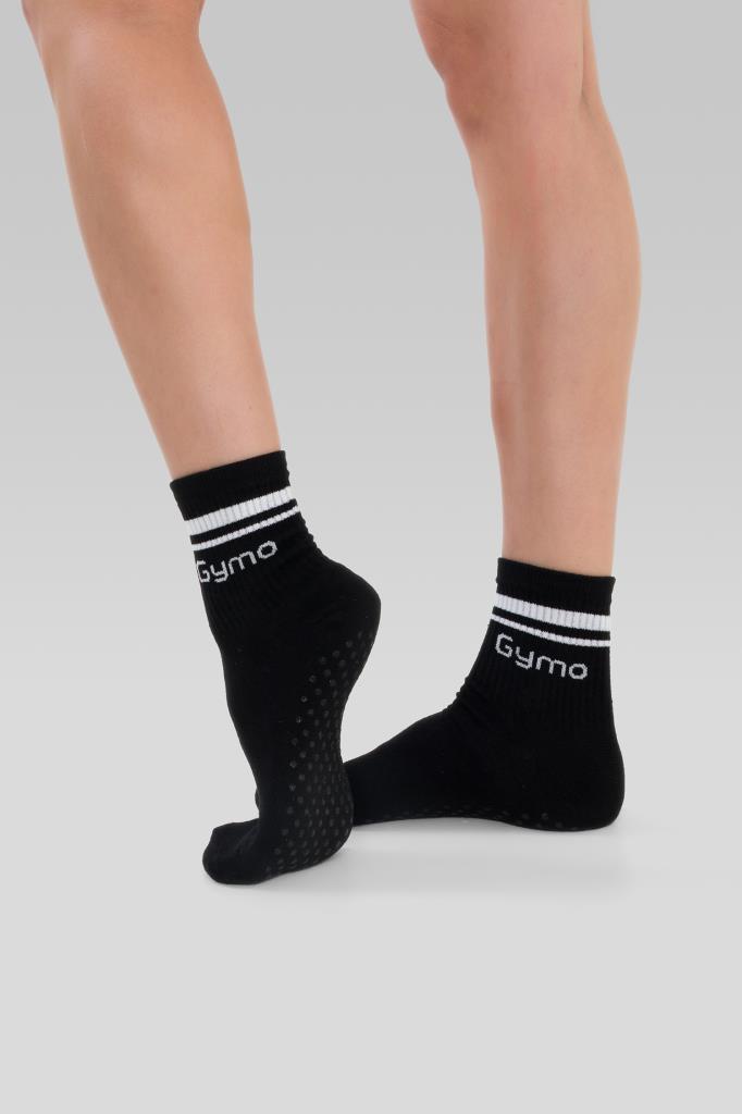 Gymo Sports Logolu Silikon Tabanlı Kaydırmaz Soket Yoga Çorap Siyah