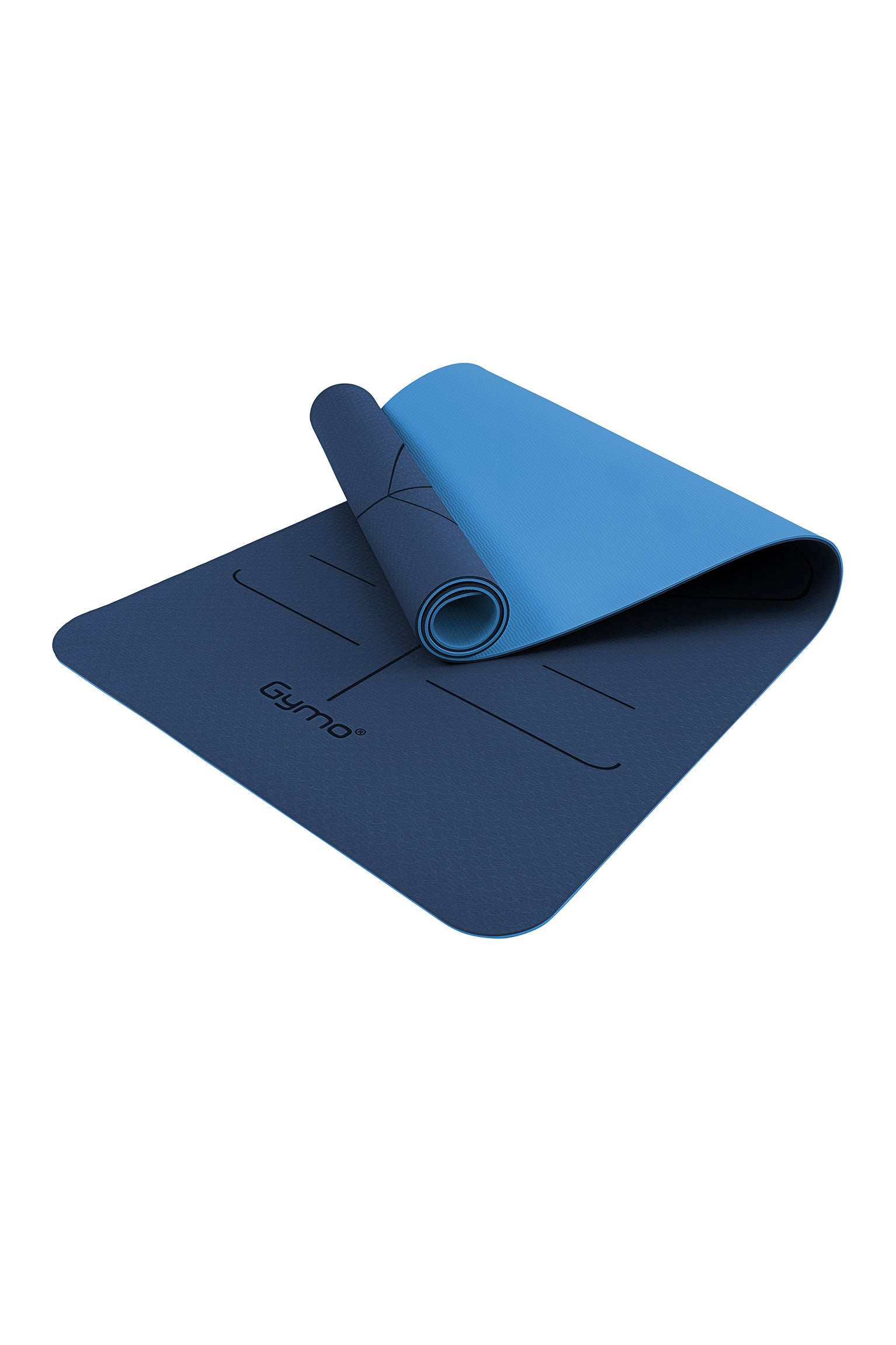 Gymo Hizalamalı 6mm TPE Yoga Matı Pilates Minderi Mavi