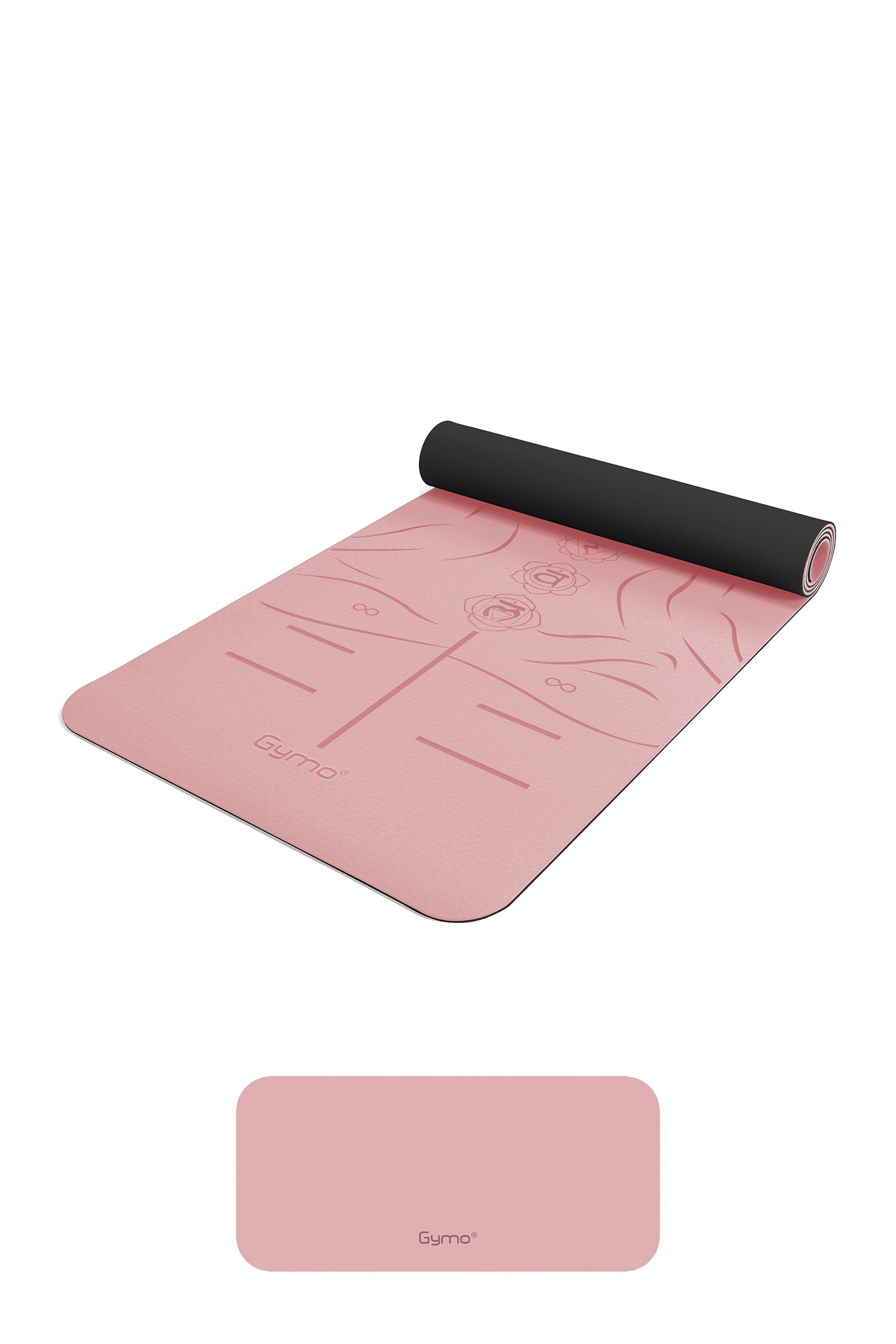 Gymo Sembol Hizalamalı 6mm TPE Yoga Matı Pilates Minderi Diz Dirsek Koruyucu Matlı Set Scarlet