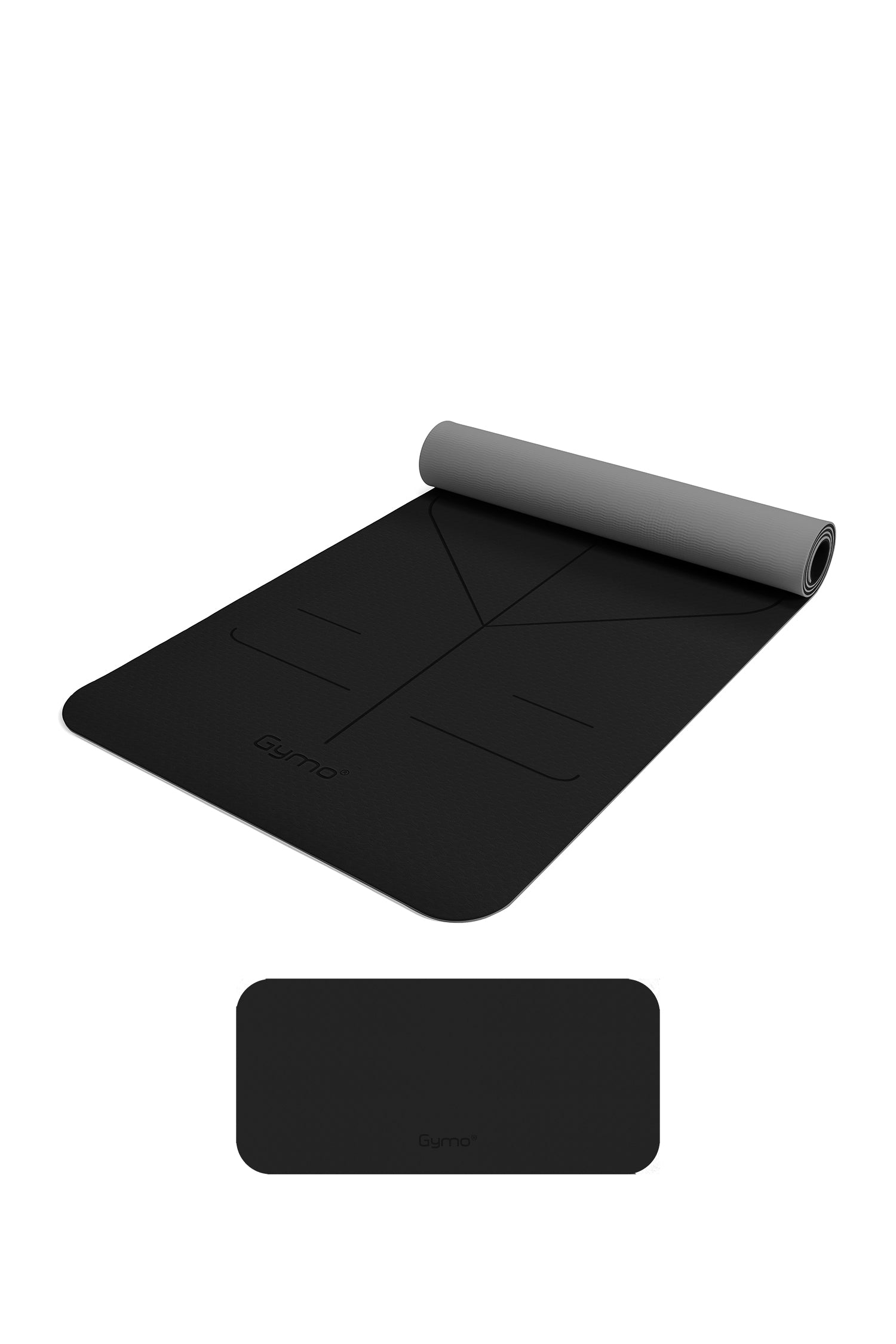 Gymo Hizalamalı 6mm TPE Yoga Matı Pilates Minderi Diz Dirsek Koruyucu Matlı Set Siyah