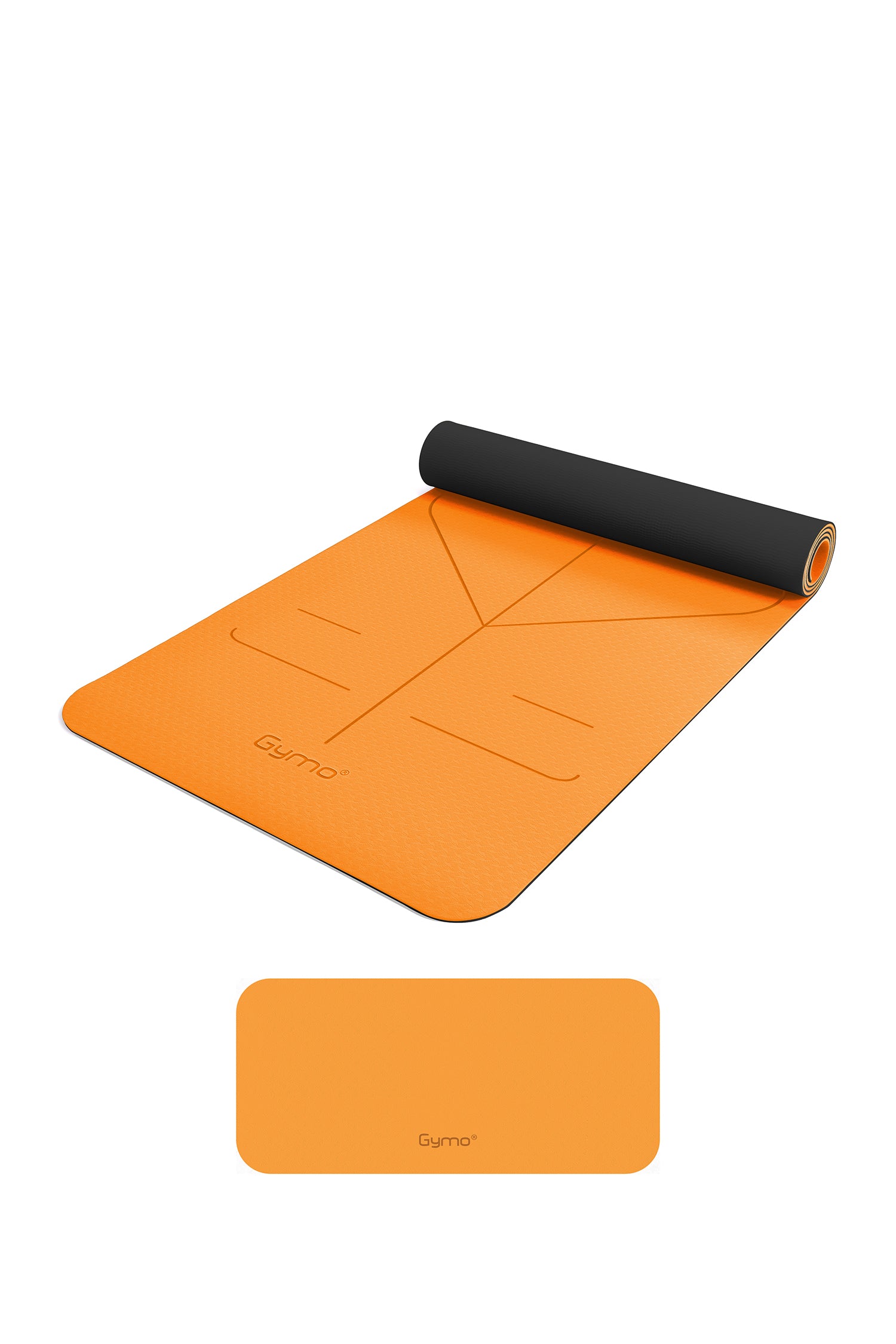 Gymo Hizalamalı 6mm TPE Yoga Matı Pilates Minderi Diz Dirsek Koruyucu Matlı Set Turuncu