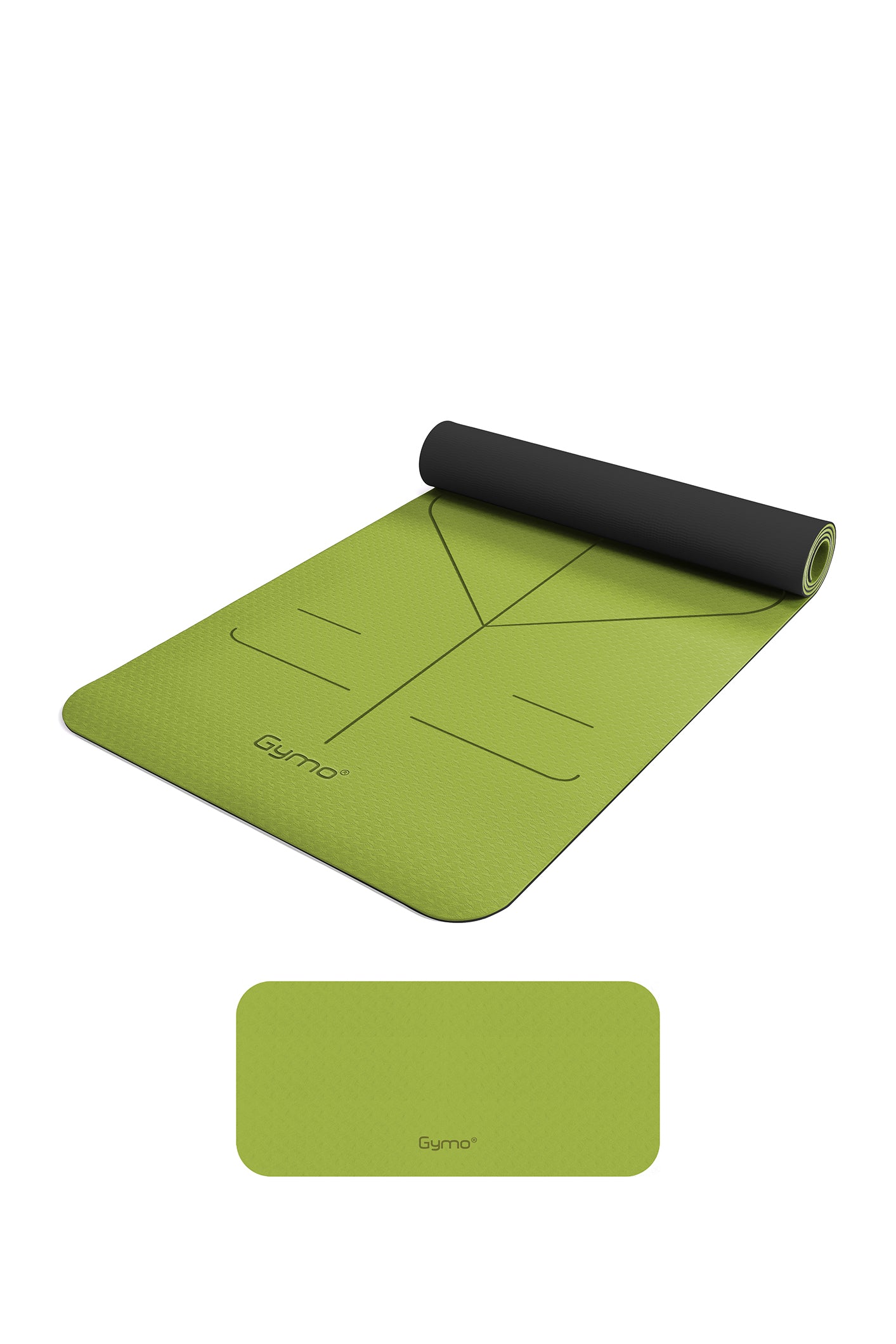 Gymo Hizalamalı 6mm TPE Yoga Matı Pilates Minderi Diz Dirsek Koruyucu Matlı Set Yeşil