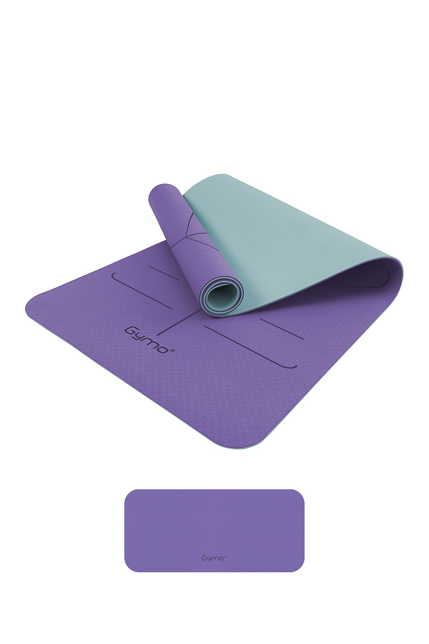 Gymo Hizalamalı 6mm TPE Yoga Matı Pilates Minderi Diz Dirsek Koruyucu Matlı Set Lila Nane Yeşili